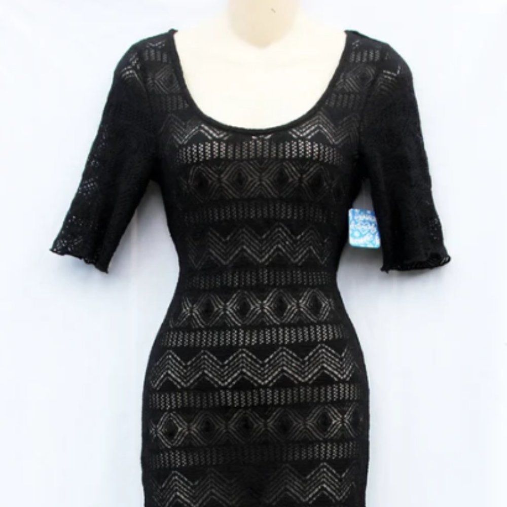 Free People Intimately Too Cool Sheer Black Crochet Maxi Dress